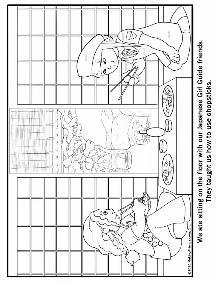 Japanese Girl Guide Coloring Page