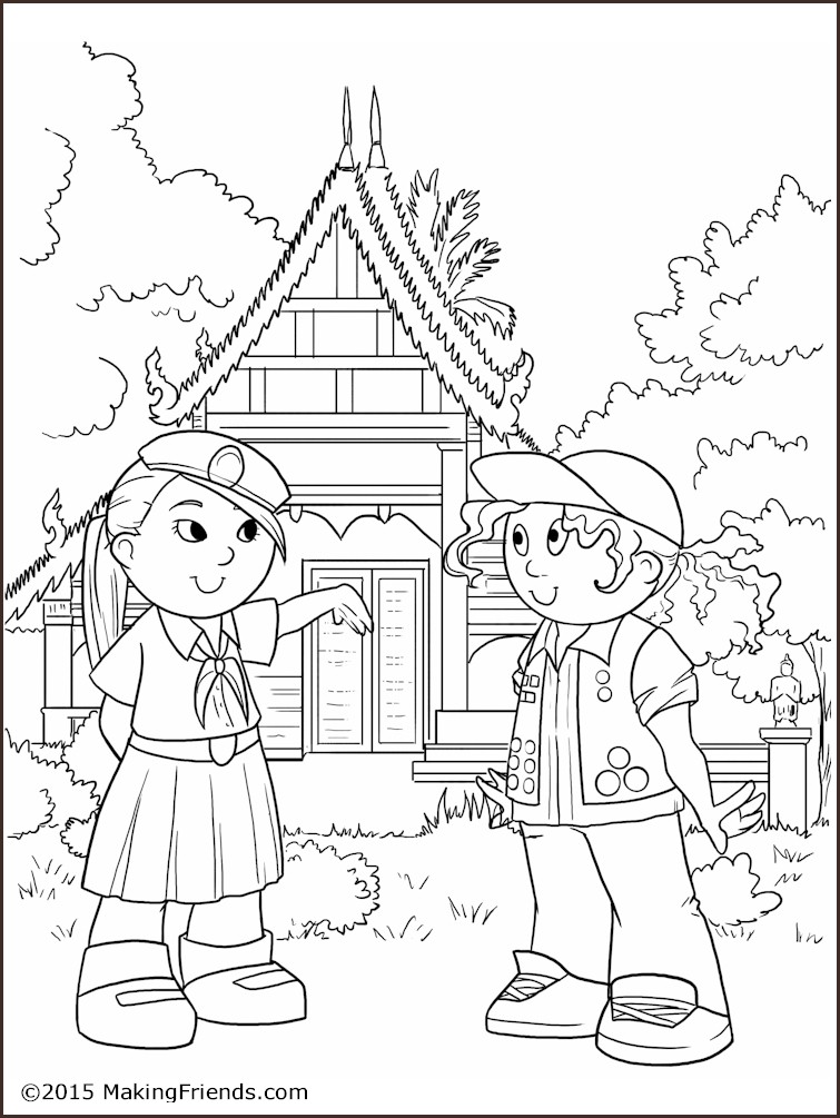 Thailand Girl Guide Coloring Page - MakingFriendsMakingFriends