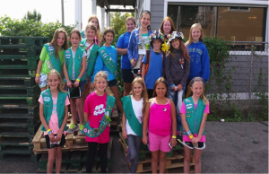 Scouts are International Travelers. Troop with a group of Canadian Girl Guides