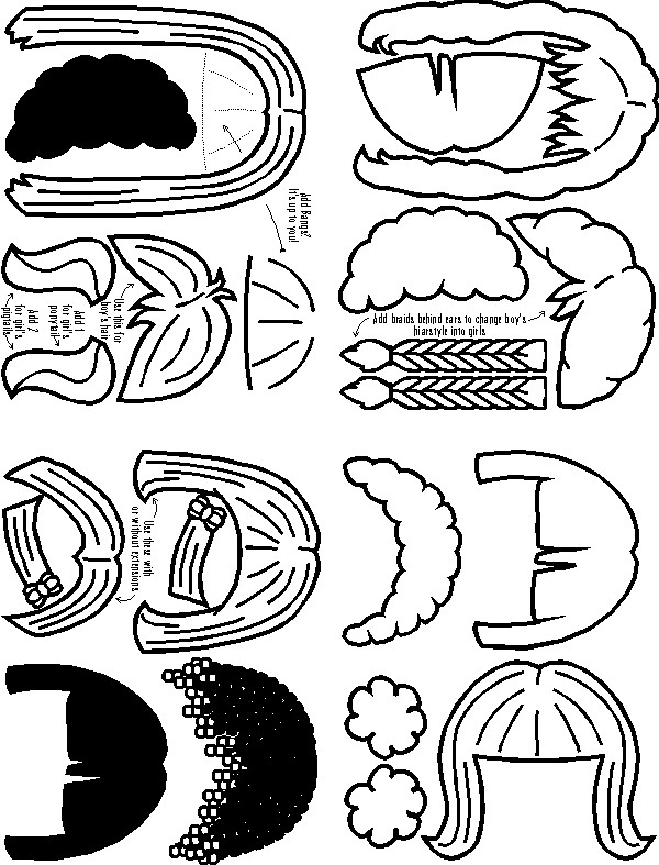 Paper Doll Hair for Friends to Color