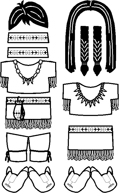 Native American Paper Doll Friends outline