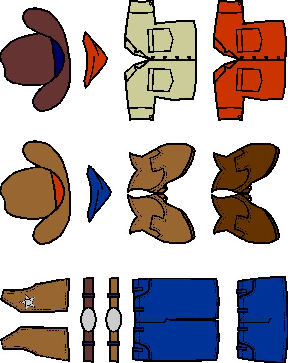 Cowboy Friends colored clothes