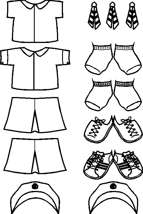 Japan Girl Guide Paper Doll Friends outline