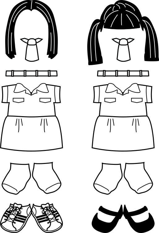 Bangladesh Girl Guide Paper Doll Friends| Uniform outline