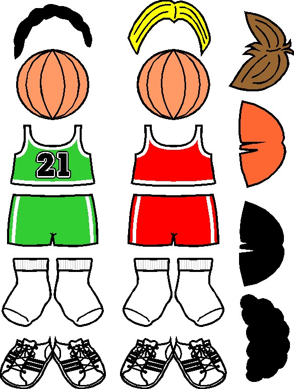 Basketball Paper Doll Friends in color