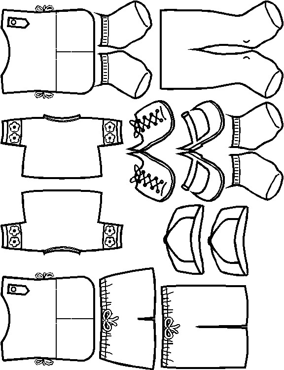 Daisy Paper Doll Friends Daisy Uniform outlines
