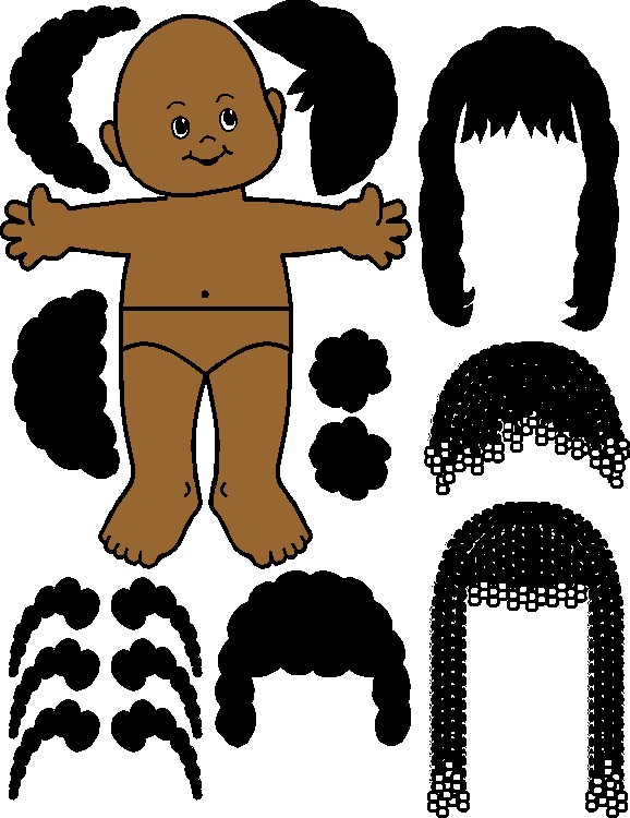 Dark Skin Paper Doll Friends