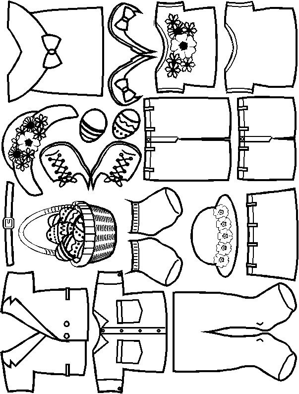 Easter Paper Doll Friends outlines