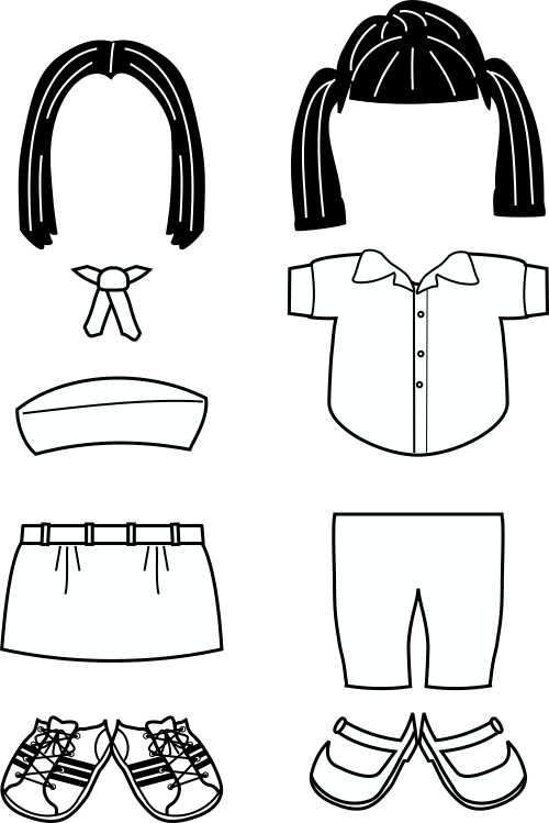 Egypt Girl Guide Paper Doll Friends| Uniform outline