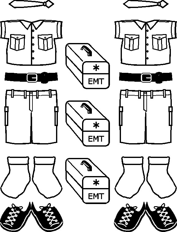 EMT  Friends clothing outlines to color