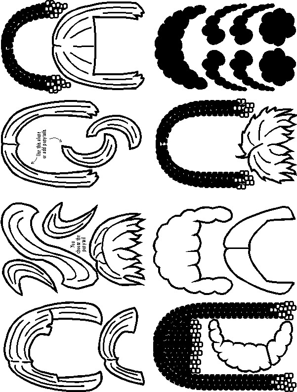 Hair for Paper Doll Friends to Color