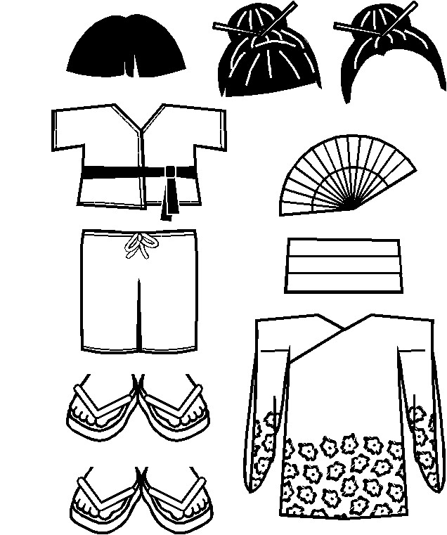Japanese Friends clothing outlines