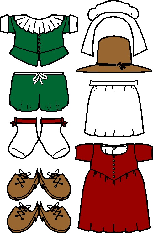 Pilgrim Paper Doll Friends in color
