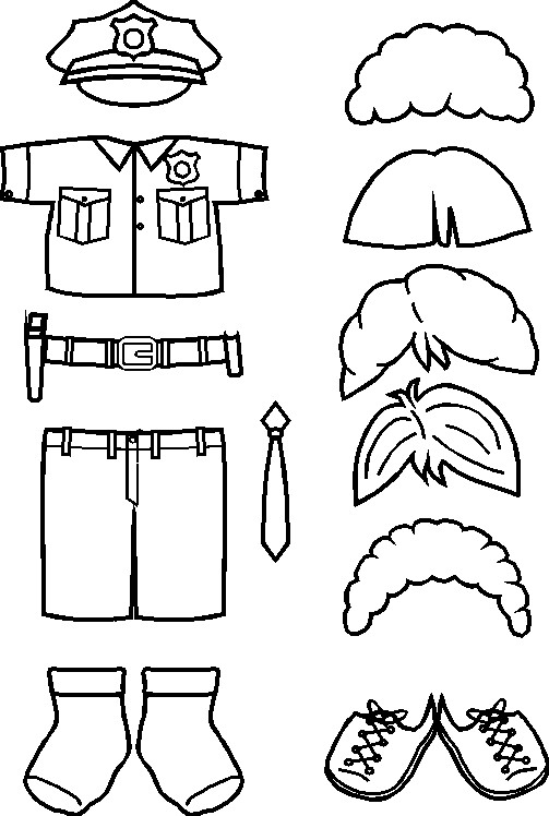 Police Paper Doll Friends outline - MakingFriends