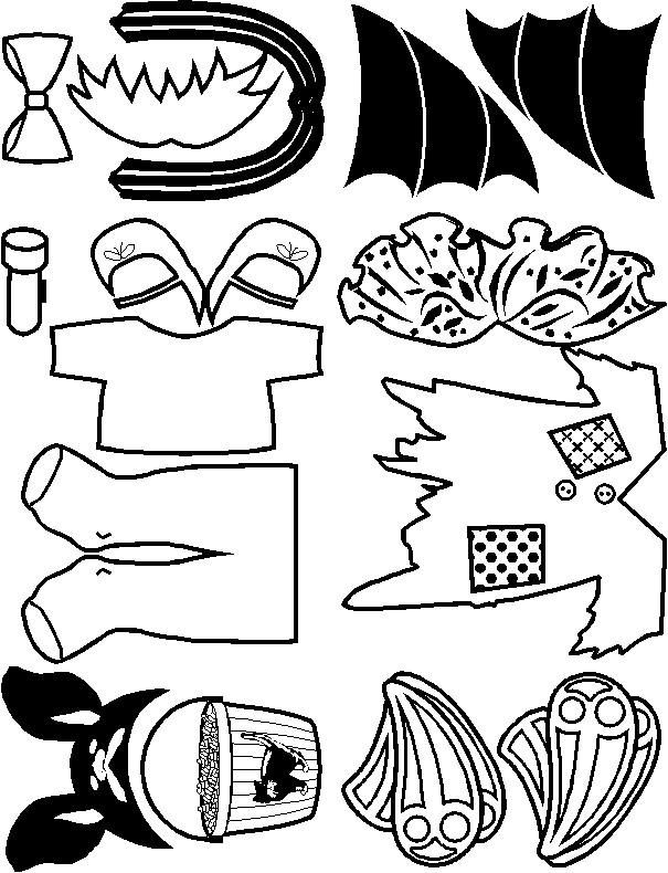Purple Clothes for Halloween Paper Doll Friends