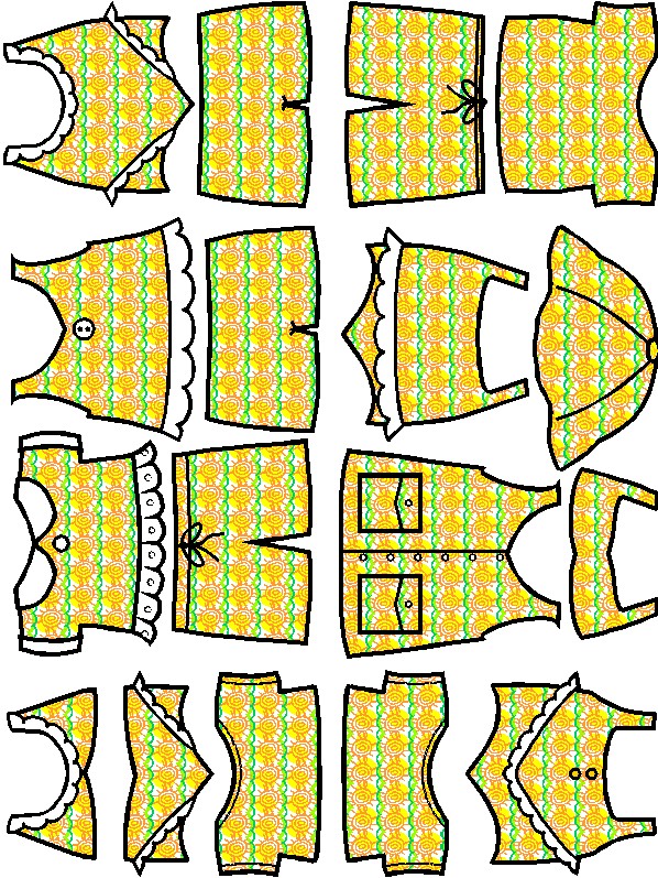 Summer Paper Doll Friends clothes in color