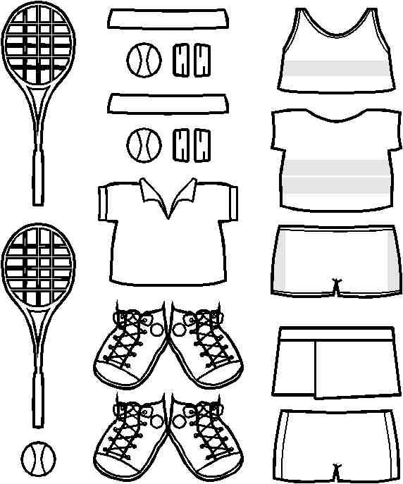 Tennis Paper Doll Friends outlines