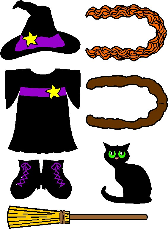 Colored Witch Clothes for Paper Doll Friends