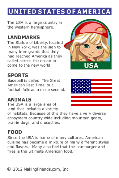 facts usa fact america printable makingfriends card states united thinking scout crafts patriotic passport passports country india culture international perfect