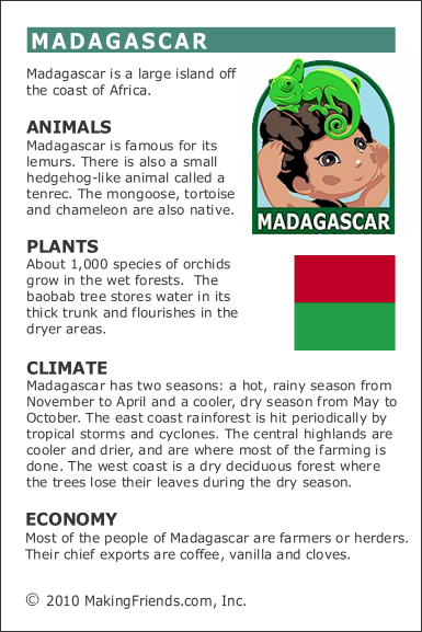 Free printable Thinking Day fact card for Madagascar for your Girl Scout Thinking Day or International event. #makingfriends #gsmakingfriends #freeprintable #girlscouts #scouts #girlscoutleader #thinkingday #worldthinkingday via @gsleader411