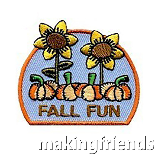 The "Fall Fun" Patch commemorates the change of seasons and the fun activities associated with it. Only $.69 each free shipping available #makingfriends #fall #fallfun #fallfunpatch #autumn #girlscoutsfunpatch #funpatch #girlscouts via @gsleader411