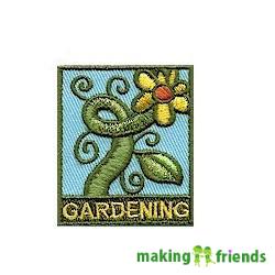 Gardening Patch from MakingFriends®.com. Spring planting, Summer gardening and Fall picking are all great opportunities to learn about nature and where our food comes from. Have your group set up a small garden to experience the wonders of growing your own food. You can make the "Gardening" Patch a sign that your group knows how. #makingfriends #mf #scoutpatches #girlscouts #scouts #juliettescouts via @gsleader411