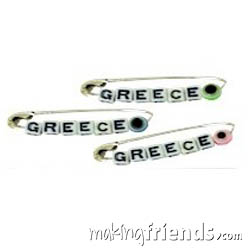 Greece Friendship Swap Kit. In some Middle Eastern cultures, it is believed that evil eye jewelry will protect you from the curse of an evil eye. Choose Greece for World Thinking Day* and make these pins to swap at your event. Kit Makes 30 and is available at MakingFriends®.com. Swap tags are not included. Find a information about Greece as well as patches, crafts, passports and more for your international event on our page Greece | Ideas for Thinking Day*. via @gsleader411