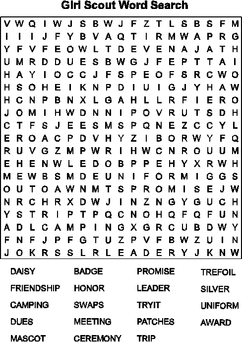 Girl Scout Word Search