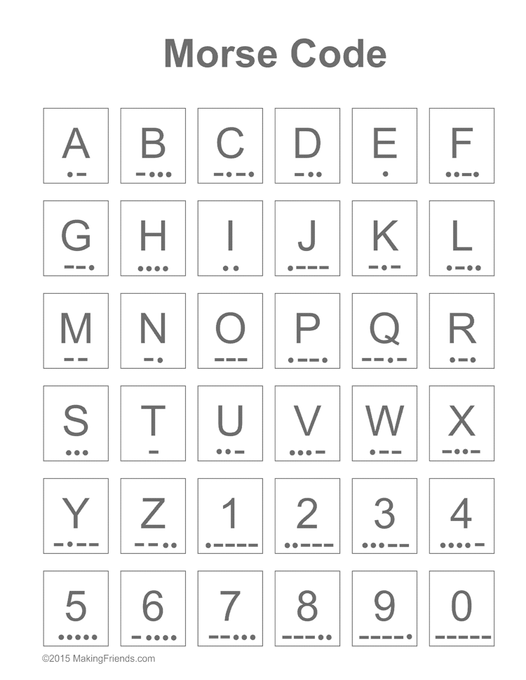 Morse Code Printable Morse Code Printable