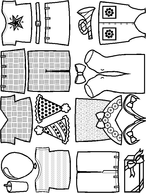 Blue Clothes for Party Paper Doll Friends