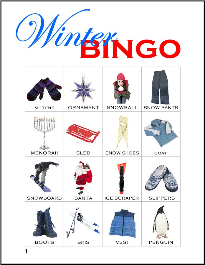 Winter Bingo card 1