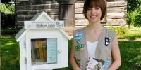 A Cadette Girl Scout from  Troop #41135 created a little free library in her community as part of her Silver Award project