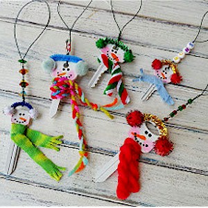 Snowman Ornaments From Recycled Keys