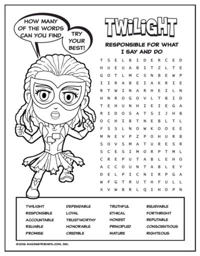 Orange Petal Superhero Word Search | Twilight - MakingFriends
