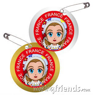 Featuring a traditional French costume, our kit makes 24 swaps for your troop or service unit International or Thinking Day event. #makingfriends #gsmakingfriends #girlscoutswaps #swaps #girlscouts #scouts #girlscoutleader #thinkingday #worldthinkingday via @gsleader411