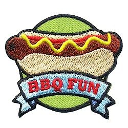 OUTDOORS IRON ON EMBROIDERED PATCH FOOD- BARBECUE /"BBQ FUN/" GRILLING