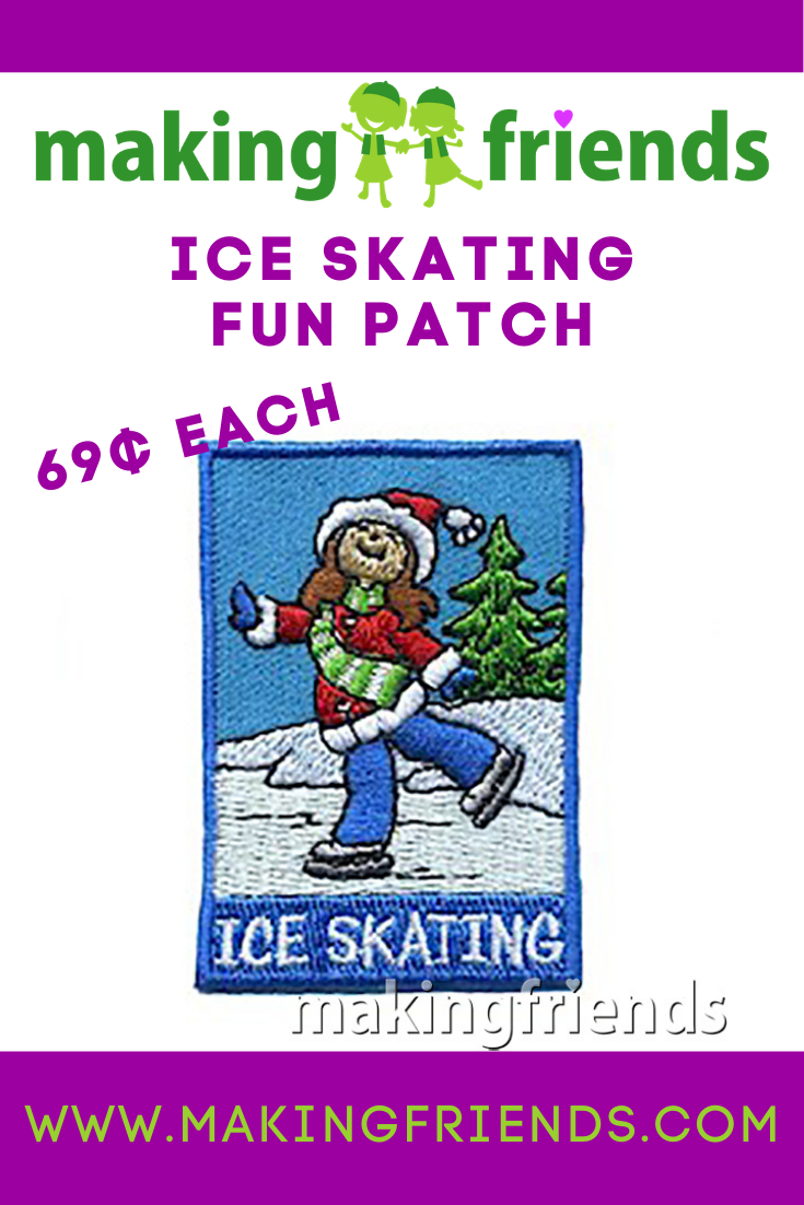 Ice skating is a fun troop or service unit event! Don't forget your patch for only $.69 each with free shipping available! #makingfriends #iceskating #iceskatingfunpatch #girlscoutpatches #skatingfun #winter #icefun #snow #snowmuchfun via @gsleader411