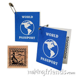 Australia Mini Passport Friendship Swap Kit. These passport swaps are sure to be a hit at your World Thinking Day or International booth, especially when the girls get their passport stamped! Kit makes 100 SWAPs! Available at MakingFriends®.com. Find a information about Australia as well as patches, crafts, passports and more for your international event on our page Australia | Ideas for Thinking Day*. via @gsleader411