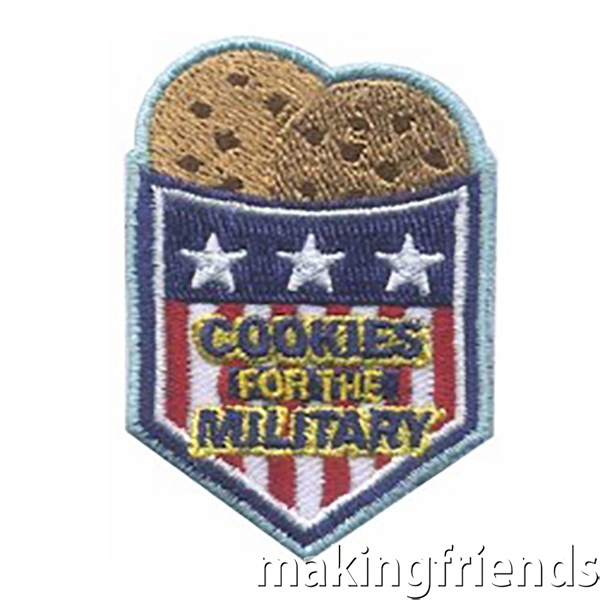 Help our deployed Military troops have a bit of home by collecting donated cookie boxes to send them! #makingfriends #gsmakingfriends #funpatch #scoutpatches #girlscouts #scouts #girlscoutleader #cookiesforthemilitary #gscookies #girlscoutcookies #patriotic #girlscoutcommunityservice #communityservice #boothsales #cookiebooth #walkabout via @gsleader411