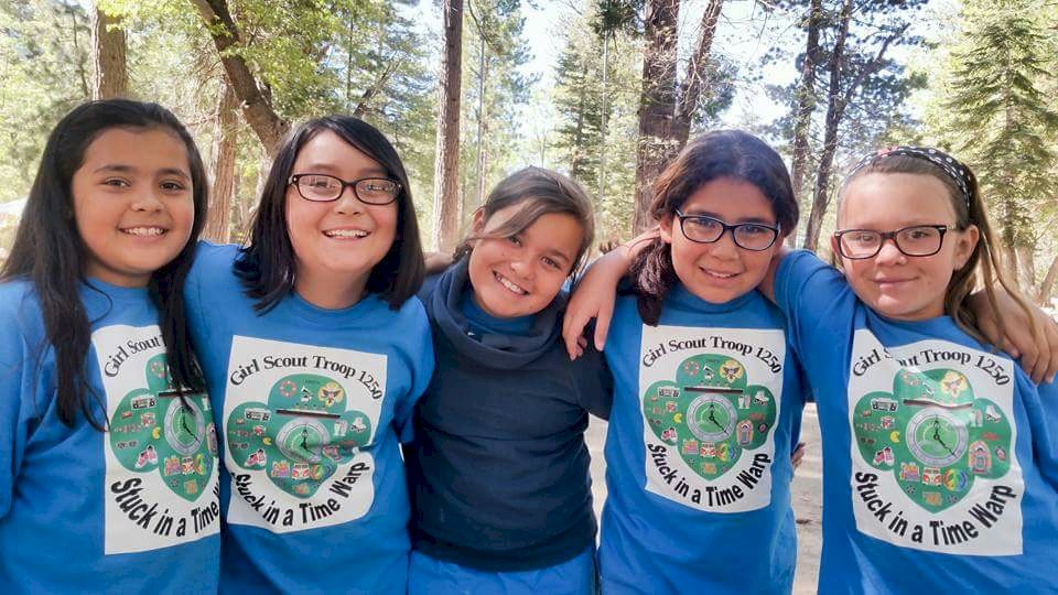 Girl Scout Juniors at camp.