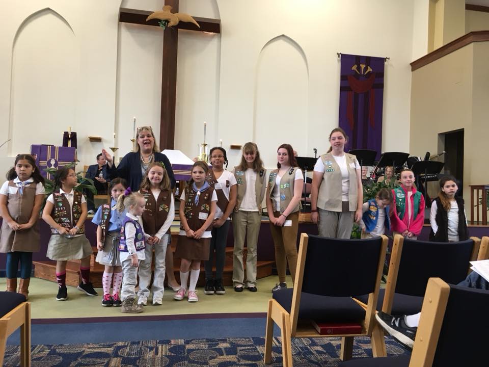 Girl Scouts Celebrating Scout Sunday