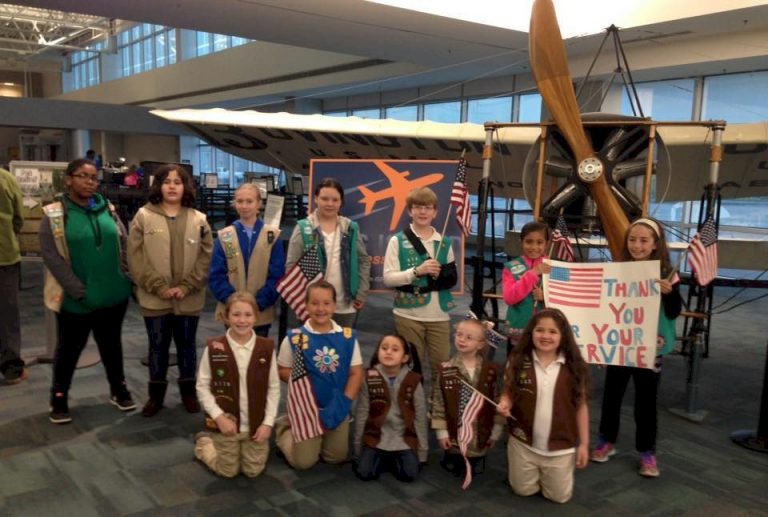 Long Island Honor Flight attended by Girl Scouts