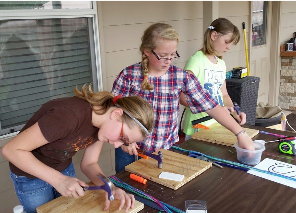Cadette Girl Scouts Wood Working