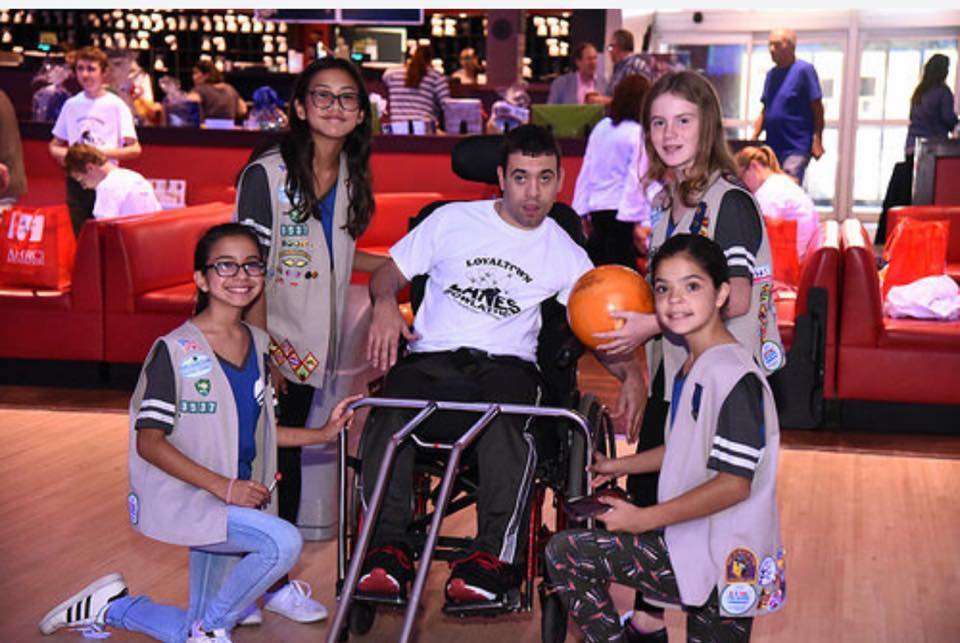 Cadette Girl Scouts Assisting at a Bowl-a-Thone