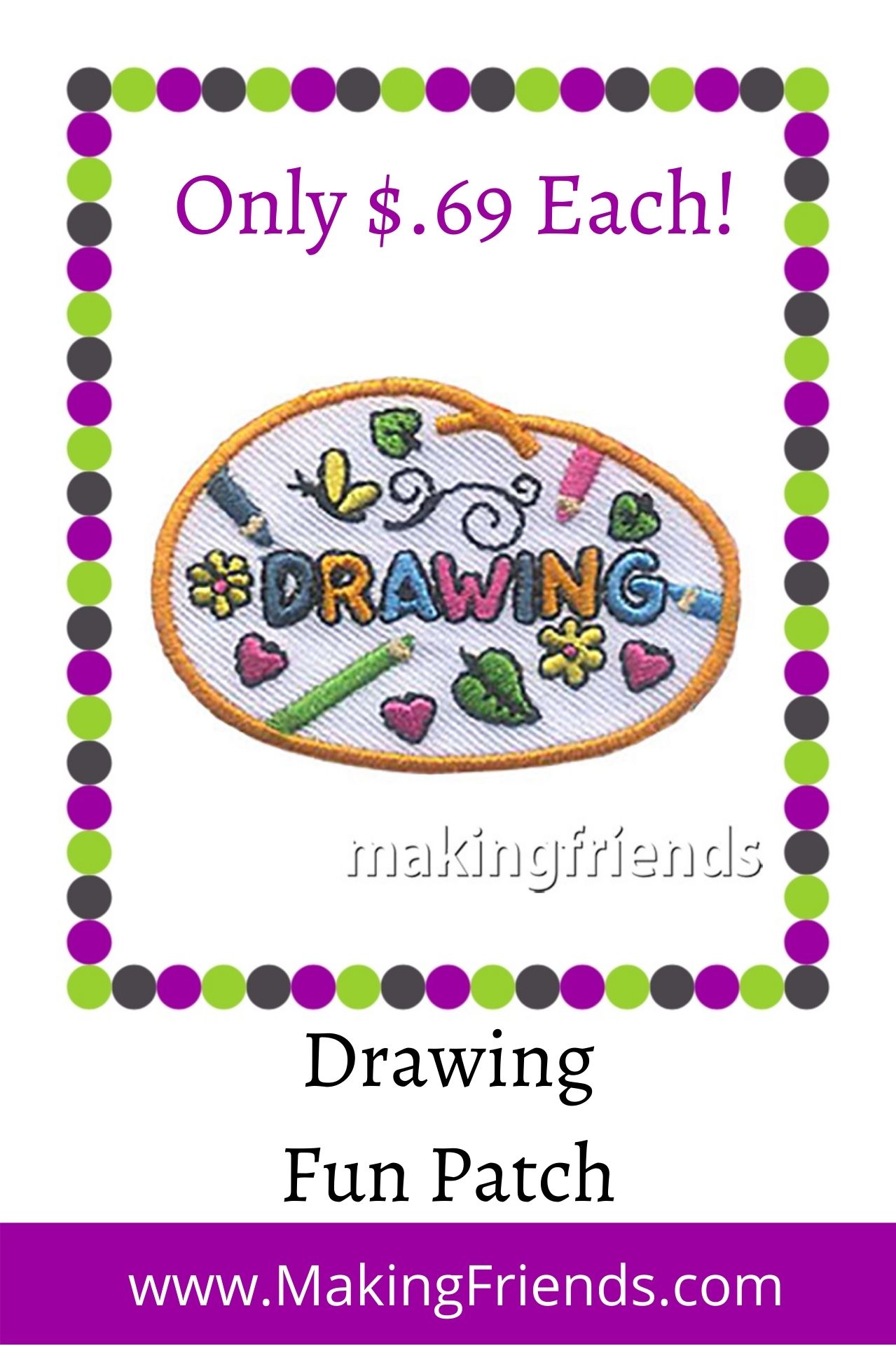 If your girls love to doodle, why not teach them some fun drawing techniques? Patches are $.69 each free shipping available! #makingfriends #drawing #drawingpatch #funpatch #girlscouts #gspatch #art #doodles #arttechnique via @gsleader411