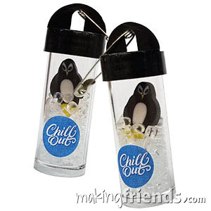 Chill Out Friendship Swap Kit. Chill out with our fun penguin swaps! Fun for summer, aquarium trips and international events. Penguins are found in the following WAGGGS countries: Argentina, Australia, Brazil, Chile, Ecuador. Namibia, New Zealand, Peru and South Africa Kit makes 24 and is available at MakingFriends®.com. #makingfriends #swaps #swapskit #chillout #chilloutswapskit #penguins #penguinsswaps via @gsleader411