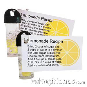 Lemonade Friendship Swap Kit. This is a great swap to exchange on a hot summer day! Kit makes 30 and is available at MakingFriends®.com. via @gsleader411