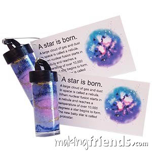 Nebula Friendship Swap Kit. Wow! these eye catching S.T.E.M. swaps are educational too! Share with other how stars are born. Kit makes 30 and is available at MakingFriends®.com. via @gsleader411