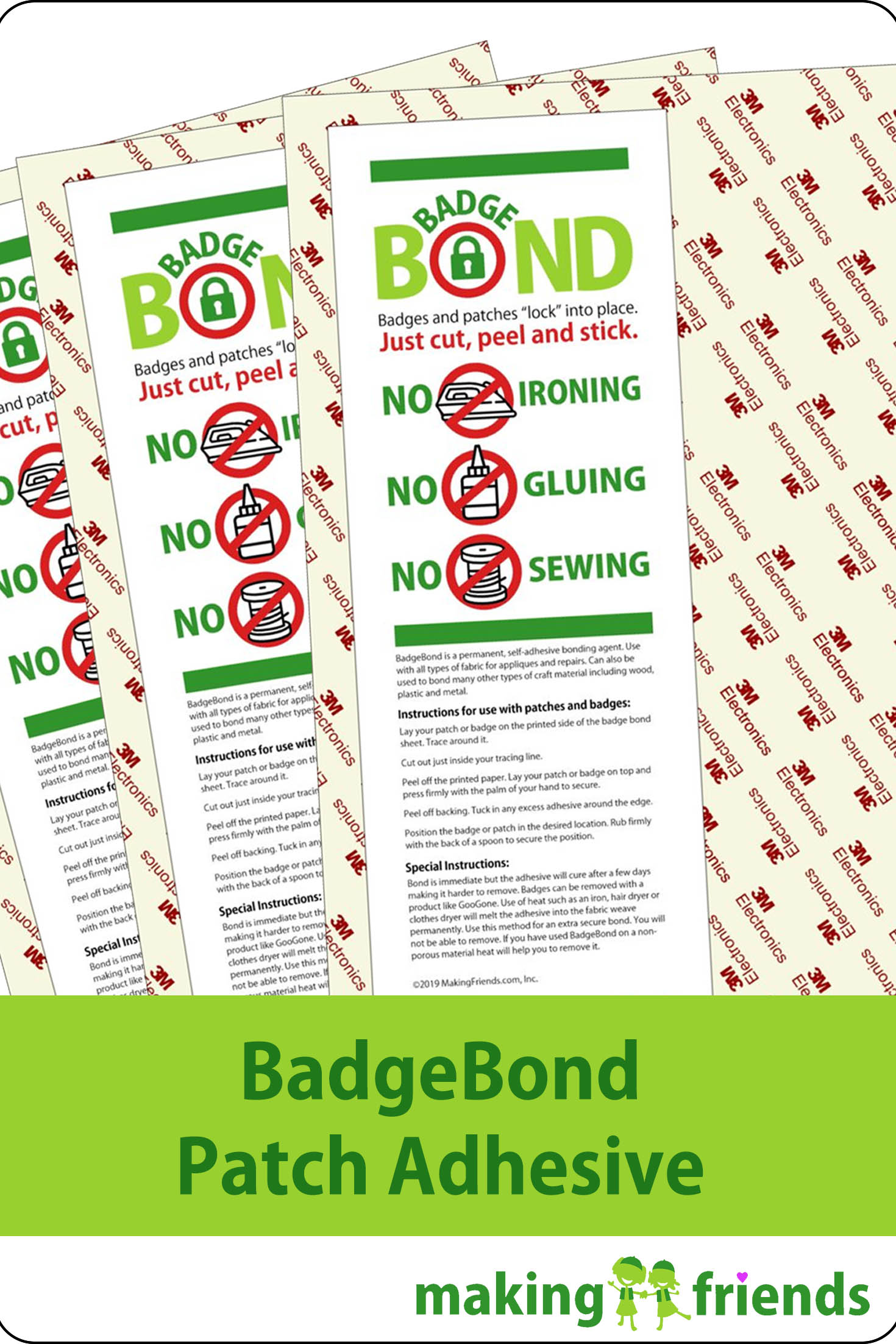 BadgeBond Patch Adhesive Same great outcome as the competition at a much lower price and free shipping. We guarantee it! Get a free full sized sheet free with your order of $100 or more. via @gsleader411
