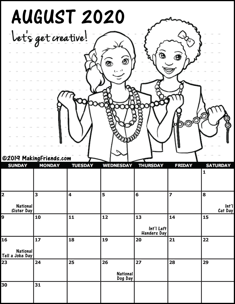 Girl Scout August Calendar